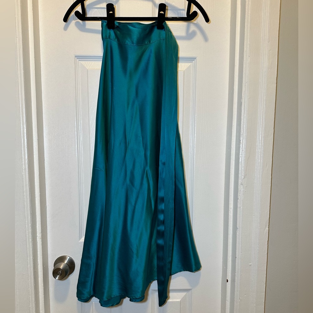 Elegant Teal Silk Wrap Skirt